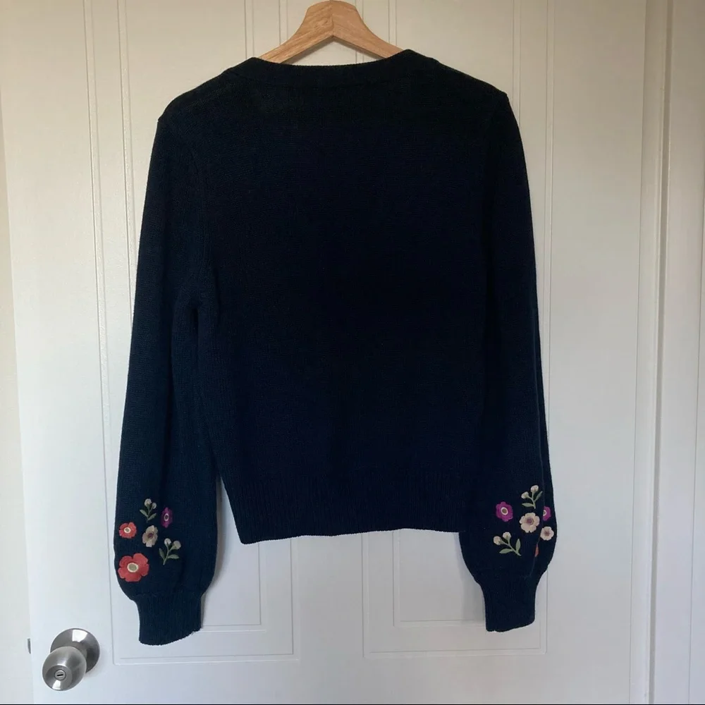 Princess Highway Cardigan - Navy with Embroidered Flowers - size 12 - Picture 3 of 9